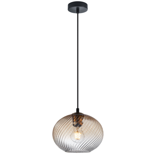 Przejdź do produktu Lampa wisząca ALIAS metalowa z bursztynowym szklanym kloszem