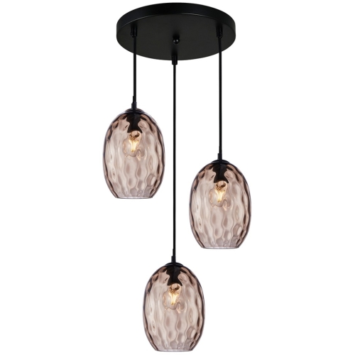 Przejdź do produktu Lampa wisząca NOVALA z brązowym szklanym kloszem