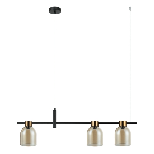Przejdź do produktu Lampa wisząca SERVIO 3 metalowa z bursztynowymi szklanymi kloszami