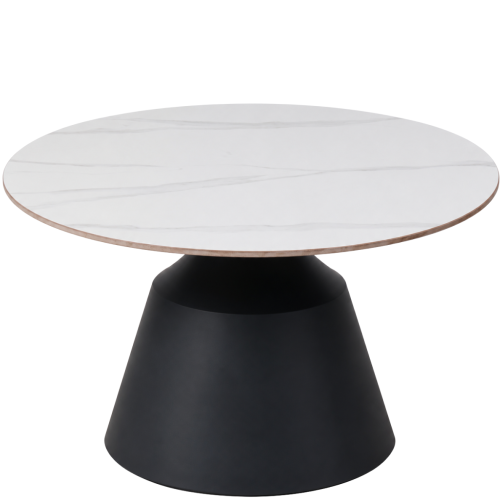 Przejdź do produktu Stolik kawowy PORTO okrągły z białym ceramicznym blatem Ø70 cm
