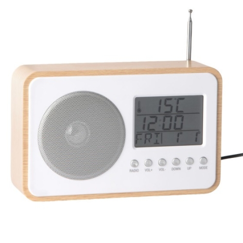 Przejdź do produktu Budzik cyfrowy RADIO FM biało-brązowy