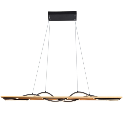 Przejdź do produktu Lampa wisząca CONATO drewniana z czarno-brązowym kloszem
