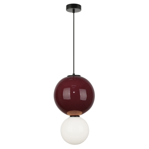 Przejdź do produktu Lampa wisząca PIEVE L metalowa z biało-bordowym kloszem