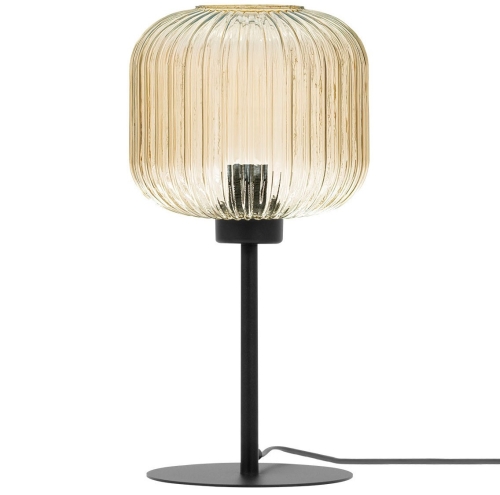 Przejdź do produktu Lampa stołowa CLARK metalowa z bursztynowym szklanym kloszem