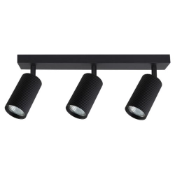 Lampa sufitowa LUCERNO 3 metalowa czarna z ryflowanymi kloszami