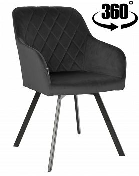 Krzesło obrotowe tapicerowane PANKO velvet czarny