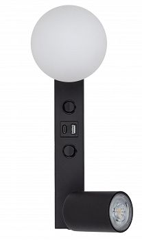 Kinkiet lampa ścienna VOX 2 czarna + ładowarka USB