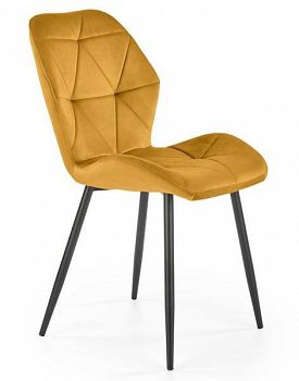 Krzesło tapicerowane welurowe K453 musztardowy