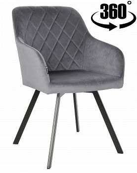 Krzesło obrotowe tapicerowane PANKO velvet szary
