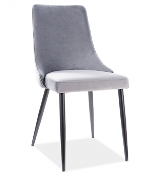 Krzesło tapicerowane welurowe PIANO B velvet szary